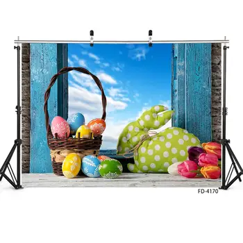 

Easter Eggs Basket Cloth Rabbit Photography Background Customized Backdrop for Children Baby Easter Party IT