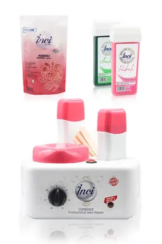 

2 + 1 combination waxing heater professional machine, 1 hard beads waxing and 2 roll on cartridge depilatory gift, hair removal hair removal