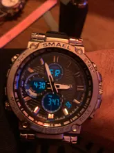 SMAEL-reloj deportivo para hombre, cronógrafo militar, resistente al agua, 5Bar, doble horario, despertador, 1803