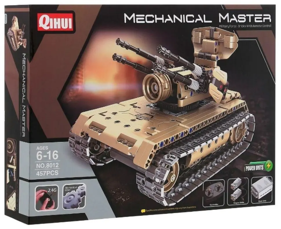nuevo Qihui mecánico maestro Puzzle rc tanque antiaéreo fuerza militar 