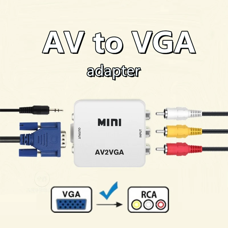 Преобразователь BSLIUFANG Mini RCA в VGA AV2VGA VGA2AV с 3 5 мм аудио видео преобразователь для ПК
