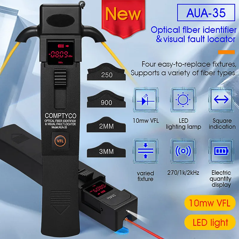 

COMPTYCO AUA-35 Optical Fiber Identifier with LED and 10mw Visual Fault Locator optic fiber testing tool 800-1700Nm High Quality