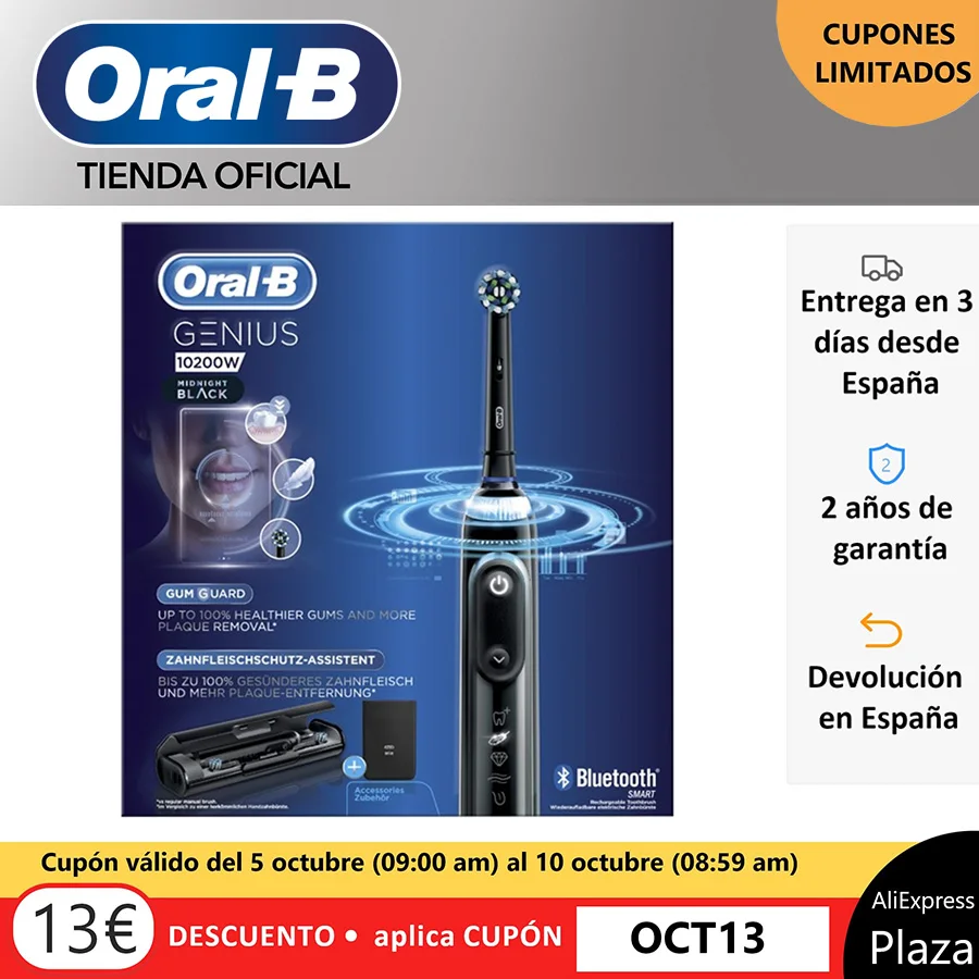 Oral B Genius 10200W, rechargeable electric toothbrush, charge indicator, up to 14 days, 4 brushed modes, 2 heads Oral B Genius 10200W, rechargeable electric toothbrush, charge indicator, up to 14 days, 4 brushed modes, 2 heads