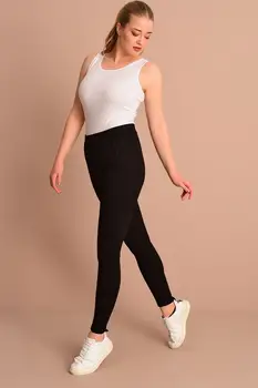 

Big Free Women Black Front Çımalı Pocket Steel Knitted Leggings TB20YB291345