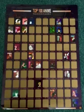 Decoración de la parte superior del hogar, póster de Anime rascador, lista de cubo de Anime, iconos artísticos prémium, gran regalo para los fanáticos del Anime, 100