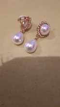 Clásico de alta calidad grande de imitación gota de agua perla Clip en pendientes sin Piercing para las mujeres de la boda Clips de oreja regalo