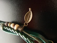 Relojes de pulsera Vintage para mujer y niña, pulsera con hoja, brazalete de cuero colgante, regalo