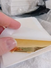 Aomily-Hojas doradas para decoración, láminas de 9x9cm, papel dorado para muebles, decoración de pared, manualidades, color dorado puro brillante, 100 hojas