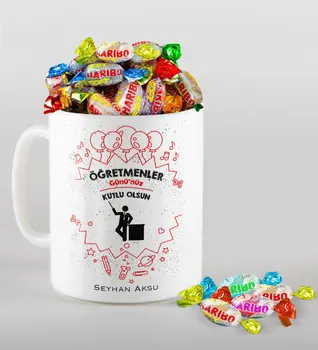

Personalized Teachers Present-Day Happy Mug and Haribo Candy Gift Seti-5