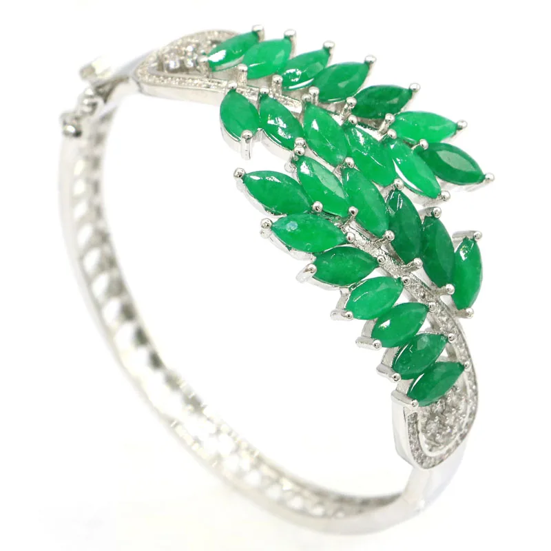 altamente recomendado venda real verde esmeralda prata pulseira polegada