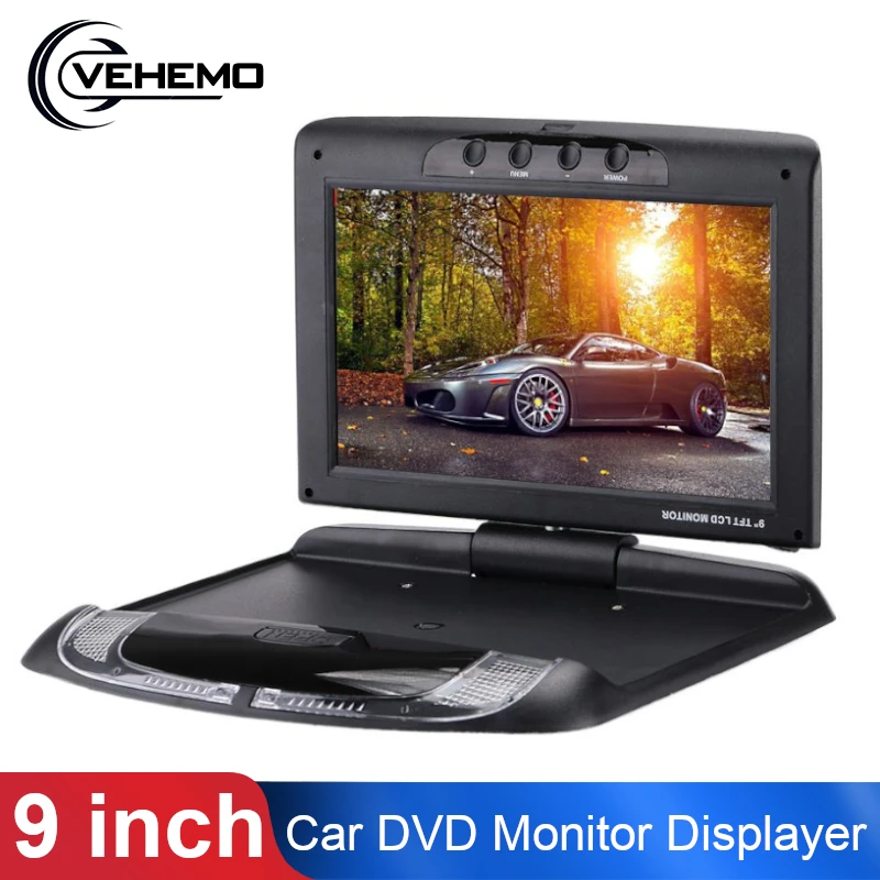 Vehemo 9 дюймов Автомобильный DVD монитор откидной кронштейн на крышу монитор Автомобильный Монитор Универсальный верхний автомобильный дисплеер рекордер смарт