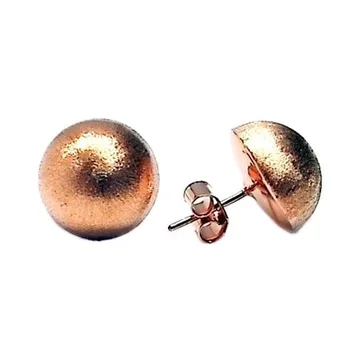 

925 Sterling silver earrings Pink m smooth 14mm. Half ball [AB5520]