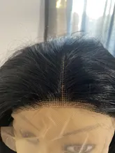 Yomagic-pelucas con onda de encaje frontal para mujer, cabello sintético de Color negro, sin pegamento, con línea de pelo Natural