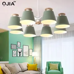Светодио дный светодиодные люстры для гостиной спальни освещение серый/зеленый/синий/желтый/розовый корпус деревянный подвесной