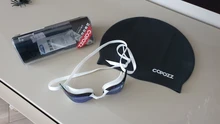 COPOZZ profesional impermeable chapado claro doble Anti-niebla gafas de natación Anti-UV de las mujeres de los hombres gafas de natación gafas con el caso