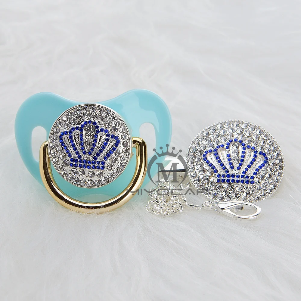 MIYOCAR Золотая Красивая шикарная Корона соска и bling Корона держатель для соски-пустышки набор BPA бесплатно пустышка шикарный уникальный дизайн ABCB-1