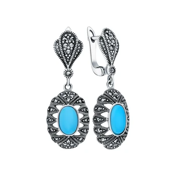 

Silver earrings with marcasites and turquoise sunlight sample 925