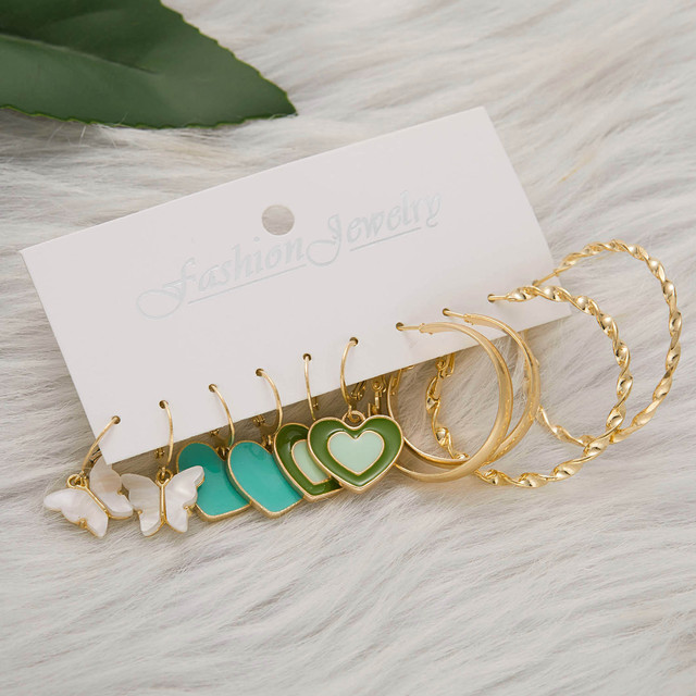 Simple Crystal Stud Earring Set For Women Butterfly Flowers Pearl Zircon Earrings Girl Party Wedding Engagement Jewelry