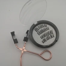 Pestañas postizas 3D magnéticas, 4 Uds., 5 imanes, hechas a mano, Naturel Mink Faux Cils magnétiques con pinzas