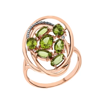 

Gold ring with sultanites and cubic zirconia sunlight sample 585