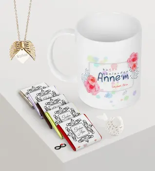 

Personalized Day Today My Mom Mug Chocolate Angel Wing Necklace Set