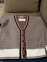 Oversize Cardigans Sweaters Checkered Plaid Colorfaith Fashionable Womens Spring Knitting