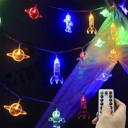 LED String Light 40 Led Astronaut Spaceship Rocket Pendants Holiday Party Lights For the Garden Patio Christmas Kids Room Decor