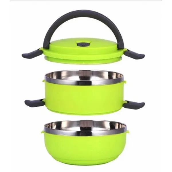 Ланч бокс 2 секции Lunch Box Urban Living 3 Layer Stainless Steel термо контейнер для обедов(Зеленый