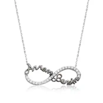 

KUTAYDAN 925 Sterling Silver Infinity Mom My Lady Necklace