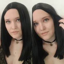 NNZES-peluca recta con corte Bob para mujeres negras, pelo sintético, parte media, resistente al calor, pelo Natural, 14 pulgadas