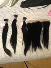 Bundle Frontal Lace Human-Hair Transparent Straight Brazilian Ali with 13x4