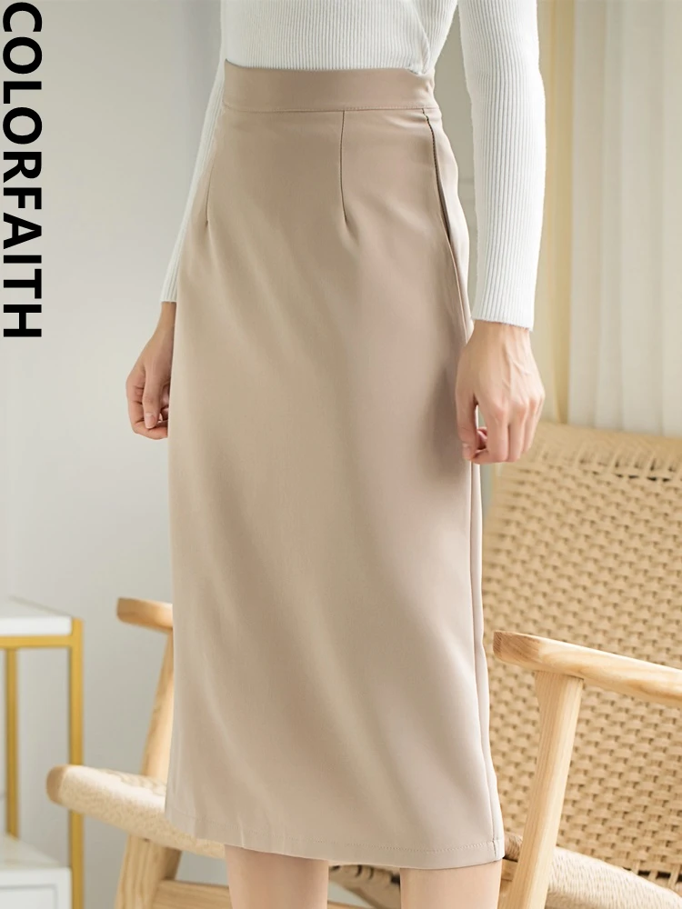 Colorfaith faldas por debajo de la rodilla para mujer, faldas de oficina elegantes, a la moda para primavera y otoño, SK6091, 2022|Skirts| - AliExpress