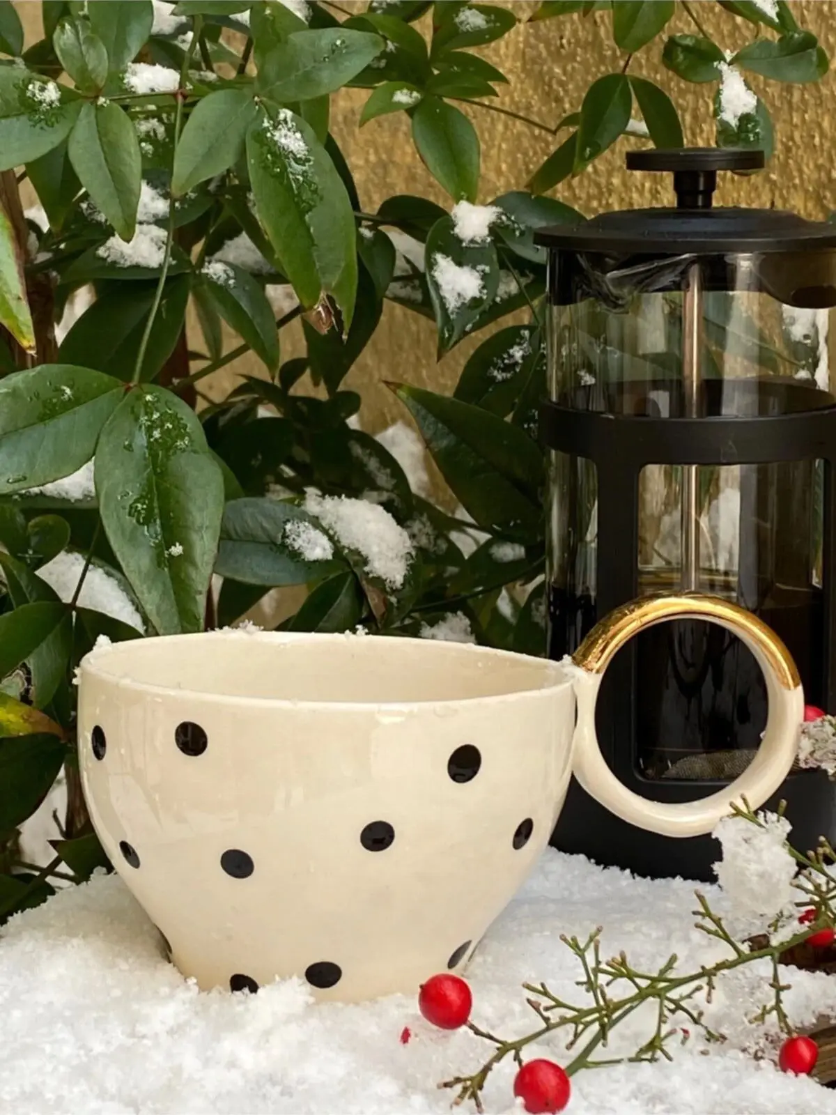 

Small Black Polka Dot Handmade Ceramic Large Coffee cup Nordic Design Ceramic Porcelain Cup Pad Espresso