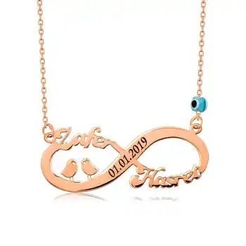 

Merve Silver 925 Sterling silver Bird Is Infinity Necklace