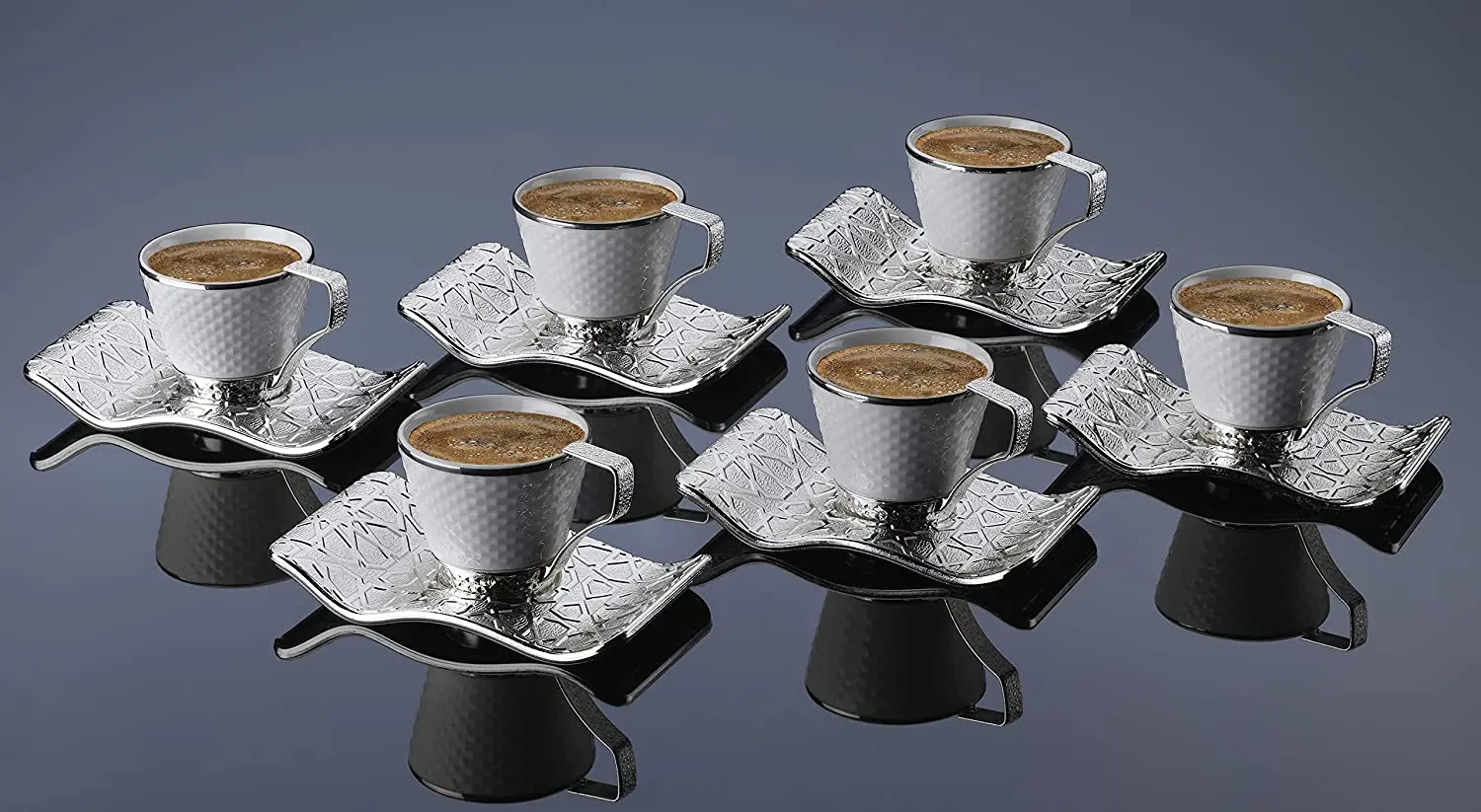 Juego de tazas de café turco de porcelana, juego Demitasse, juego de  platillos de café árabe, griego, juego de 2