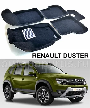 

Textile 3D mats euromat3d in the salon Renault Duster since 2015 of release with a metal spot