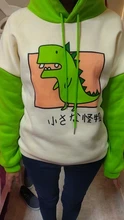 SONDR-Sudadera con capucha de dibujos animados para mujer, ropa con estampado informal de manga larga, sudaderas con capucha de dinosaurios