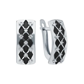 

Silver earrings with enamel and cubic zirconium sunlight sample 925