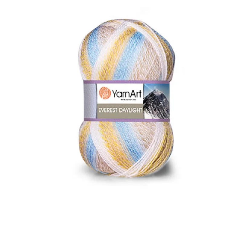 Yarnart Everest Daylight Yarn 3x200gr-610mt Hand Knitting Crochet Thread %100 Acrylic Batik Variegated Strand Mink Vivid Blanket