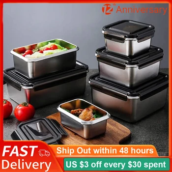 BEEMAN Stainless Steel Food Storage Containers with Sealed Lid Lunch Box Freezer Dishwasher Oven Safe for Bento Box Picnic 1