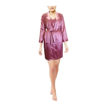 

Mini Kitten - Conjunto satin 3 piece, robe and smooth pajama pants with lace