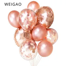 WEIGAO Rose Gold Confetti Balloons Heart Balloon Foil Star Balloons Decor Bridal Shower Birthday Wedding Ballon Party Decoration