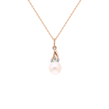 

Gold pendant with cubic zirconia and pearls cultured sunlight sample 585