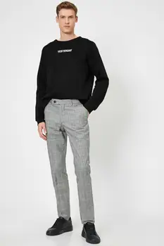 

Koton Male Gray Plaid Pants 0 YAM49310NW