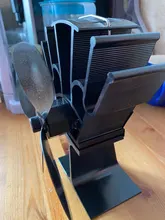 Wood Burner Stove-Fan Fireplace Heat-Powered 4-Blade Log Heat-Distribution Black Home