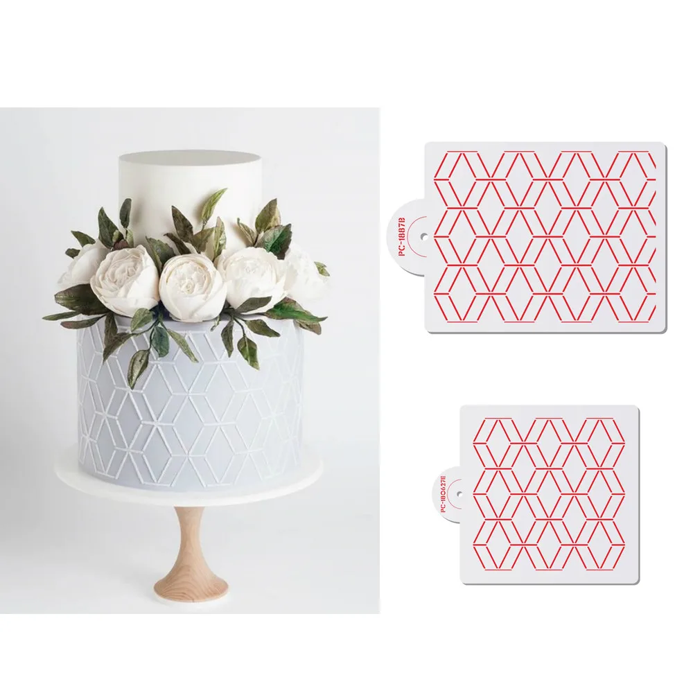 Template Stencils Bakeware Cake-Decorating-Tool Plastic Lace Cake Rhombus-Pattern DIY