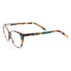 Mujer de ojo de gato gafas de marcos para las mujeres moda redonda gafas marcos de acetato gafas de leopardo patrón Rx rosa azul ► Foto 2/6