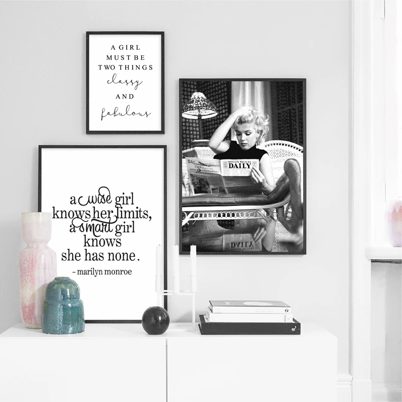 Monroe Canvas Art Prints And Poster Black White Daily Movie Painting Wall Pictures Living Room Decor | Дом и сад
