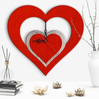 

Decorative Heart Design Wooden Wall Clock-7