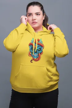 

Angemiel Wear Kurukafayı Enveloping Snake Yellow Women 'S Hooded Sweatshirt